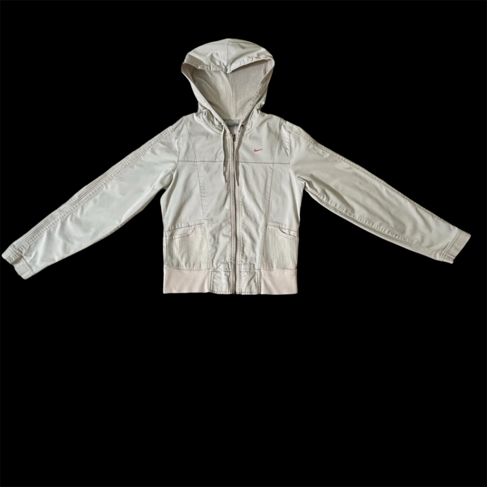 Nike Khaki Zip Up Light Jacket‎ With Hoodie & Pockets Size Small Unisex